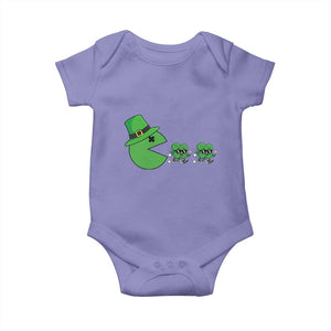 St Patricks Day Retro Gamer Eating Shamrock Lucky Gift Baby Onesie TS12 Violet Print Your Wear