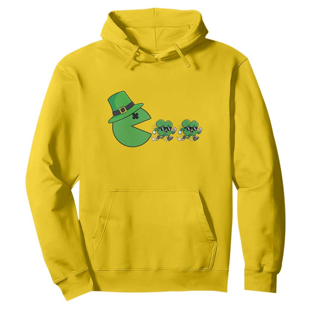 St Patricks Day Retro Gamer Eating Shamrock Lucky Gift Hoodie TS12 Daisy Print Your Wear