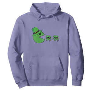 St Patricks Day Retro Gamer Eating Shamrock Lucky Gift Hoodie TS12 Violet Print Your Wear