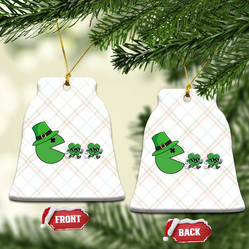 St Patricks Day Retro Gamer Eating Shamrock Lucky Gift Ceramic Ornament TS12 Print Your Wear
