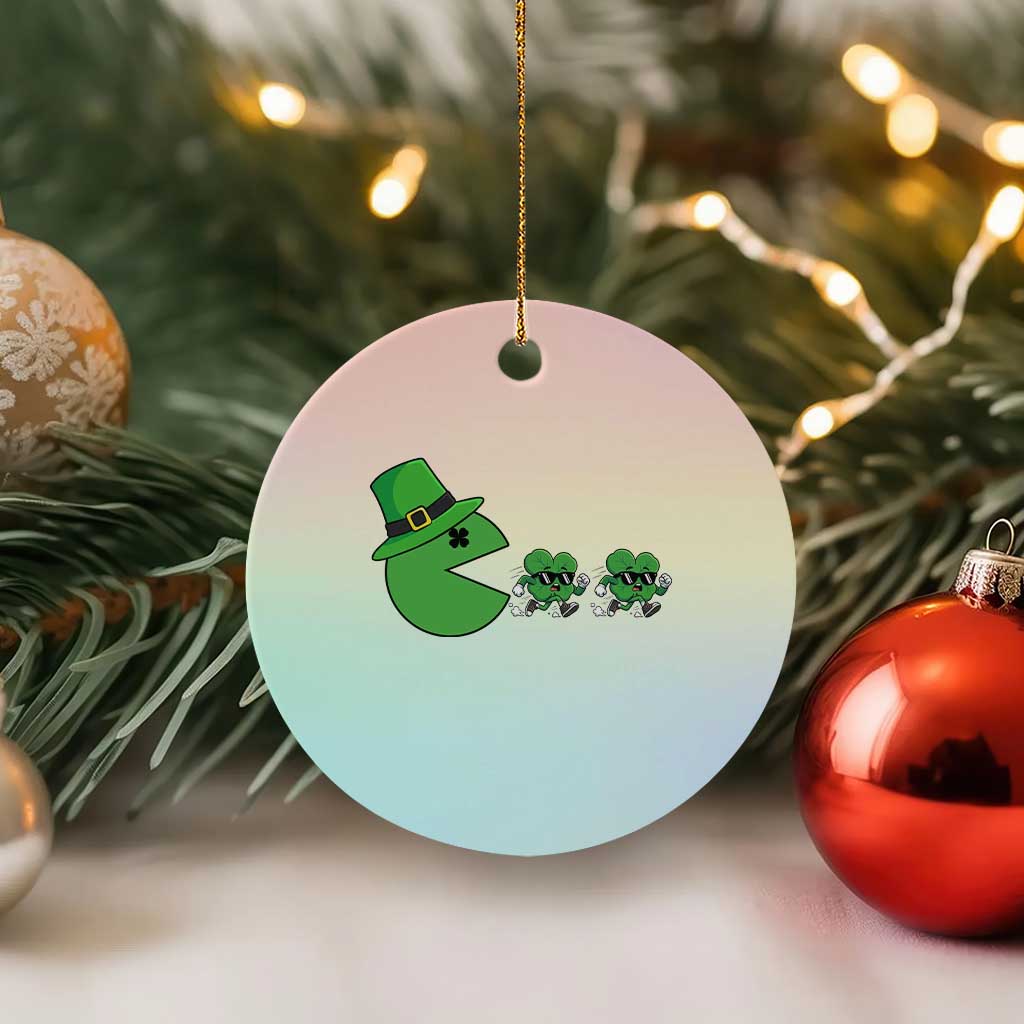 St Patricks Day Retro Gamer Eating Shamrock Lucky Gift Ceramic Ornament TS12 1pc Pastel Print Your Wear