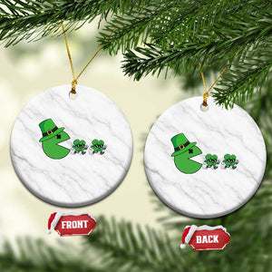 St Patricks Day Retro Gamer Eating Shamrock Lucky Gift Ceramic Ornament TS12 1pc White Marble Print Your Wear