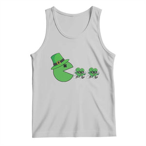 St Patricks Day Retro Gamer Eating Shamrock Lucky Gift Tank Top TS12 Ash Print Your Wear