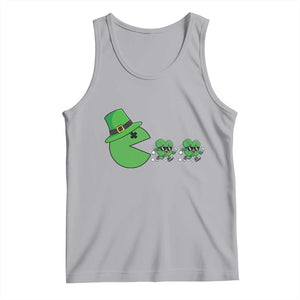 St Patricks Day Retro Gamer Eating Shamrock Lucky Gift Tank Top TS12 Athletic Heather Print Your Wear