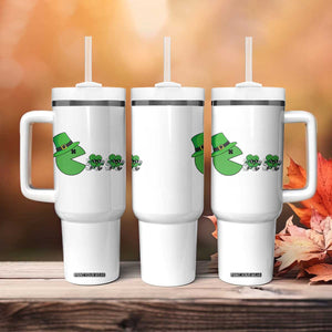 St Patricks Day Retro Gamer Eating Shamrock Lucky Gift Tumbler With Handle TS12 Print Your Wear