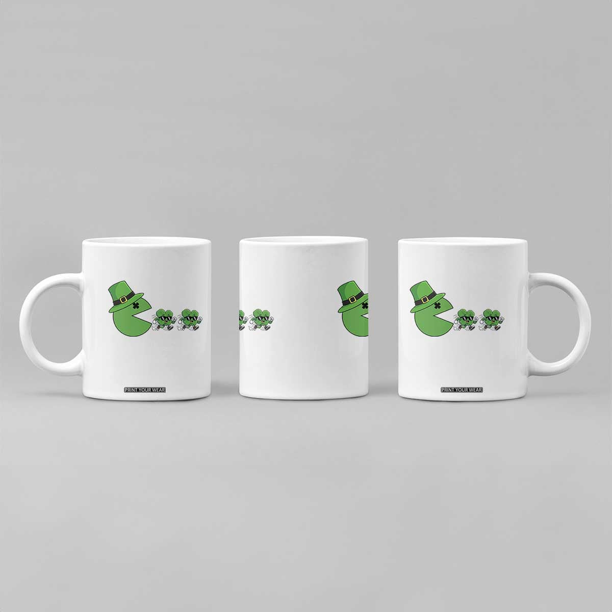 St Patricks Day Retro Gamer Eating Shamrock Lucky Gift Coffee Mug TS12 Print Your Wear