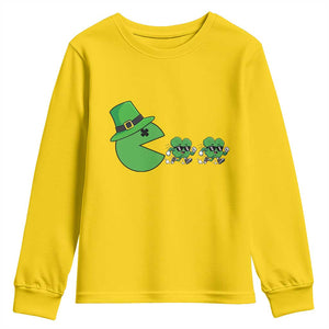 St Patricks Day Retro Gamer Eating Shamrock Lucky Gift Youth Sweatshirt TS12 Daisy Print Your Wear