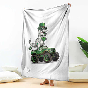 Funny St Patricks Day Dinosaur Truck Throw Blanket Lucky Dino Gift TS12 Print Your Wear