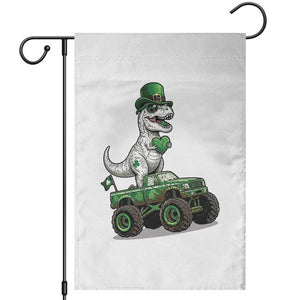 Funny St Patricks Day Dinosaur Truck Garden Flag Lucky Dino Gift TS12 White Print Your Wear