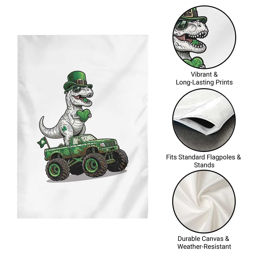 Funny St Patricks Day Dinosaur Truck Garden Flag Lucky Dino Gift TS12 Print Your Wear