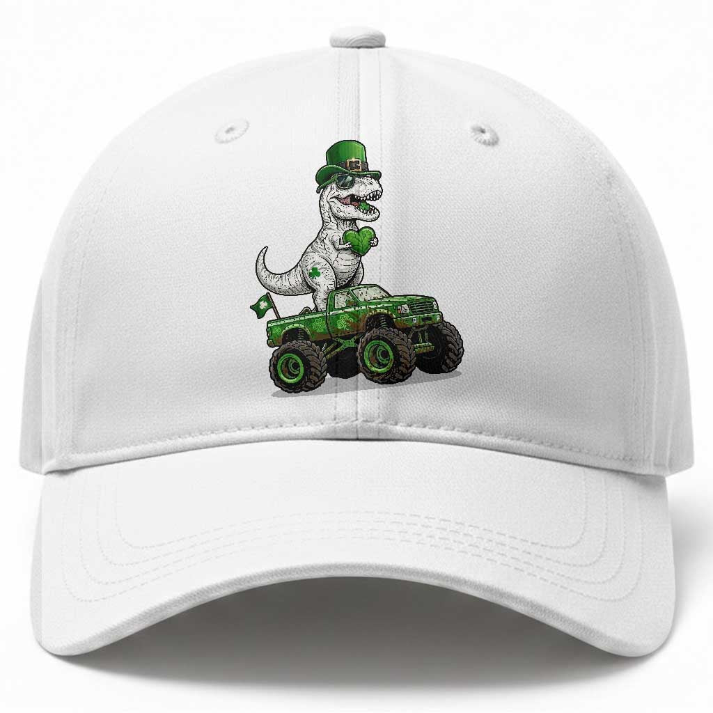Funny St Patricks Day Dinosaur Truck Baseball Cap Lucky Dino Gift TS12 Print Your Wear