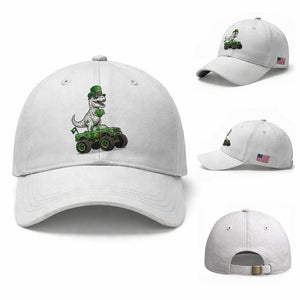 Funny St Patricks Day Dinosaur Truck Baseball Cap Lucky Dino Gift TS12 Baseball Cap Universal Fit White Print Your Wear