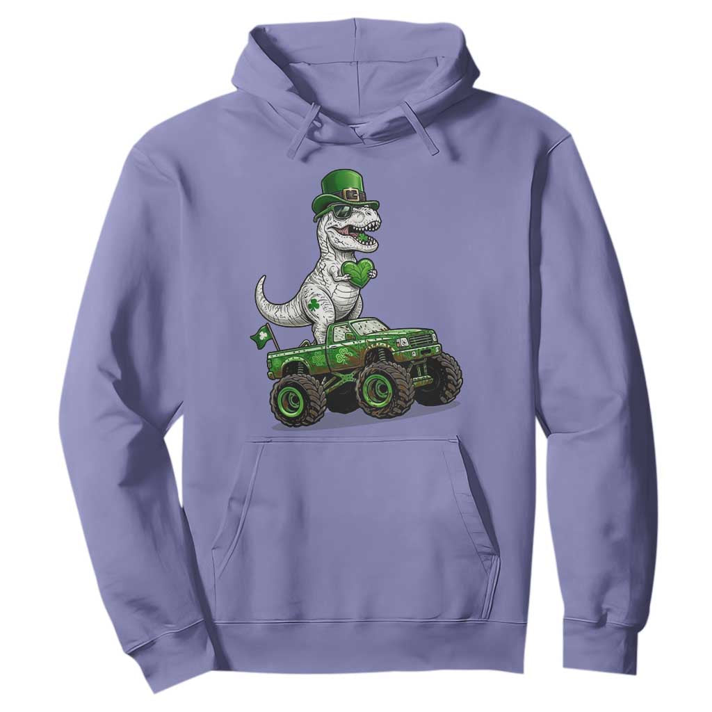 Funny St Patricks Day Dinosaur Truck Hoodie Lucky Dino Gift TS12 Violet Print Your Wear
