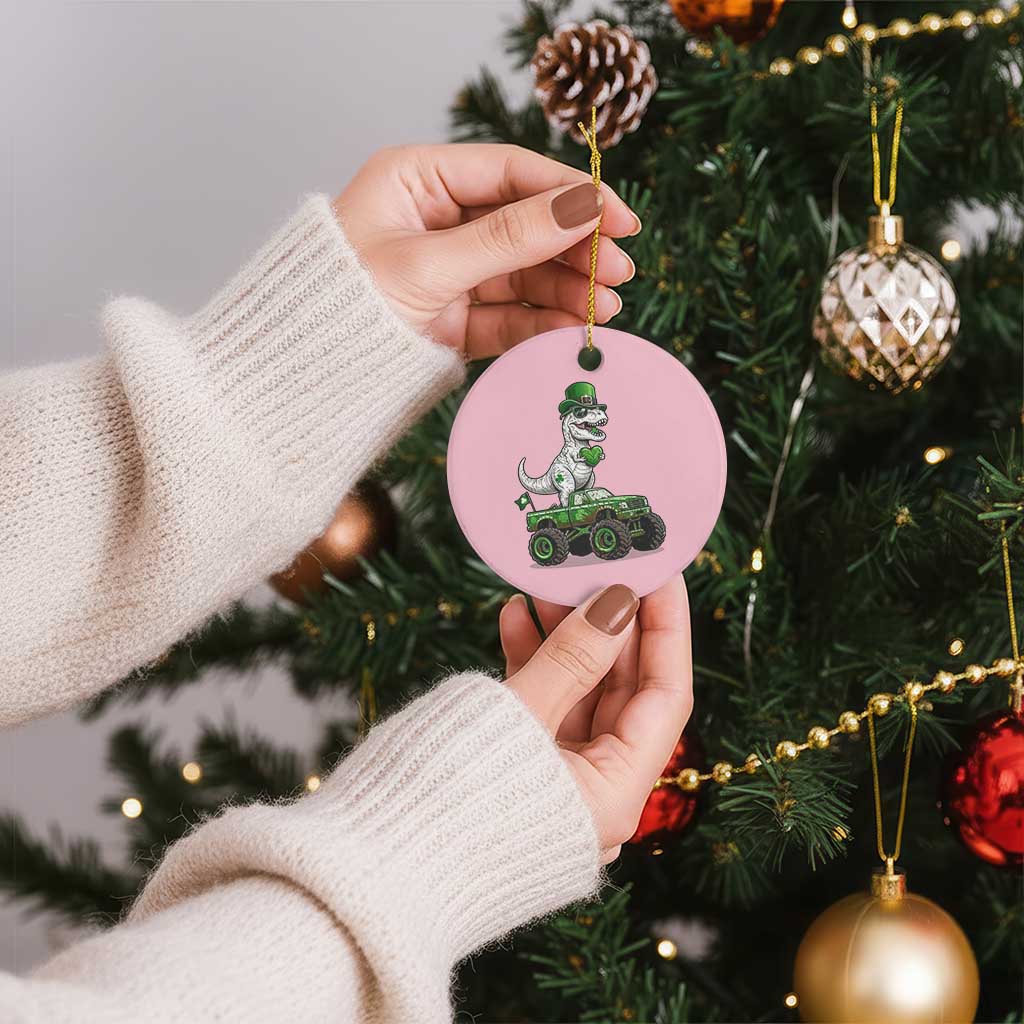 Funny St Patricks Day Dinosaur Truck Ceramic Ornament Lucky Dino Gift TS12 1pc Light Pink Print Your Wear