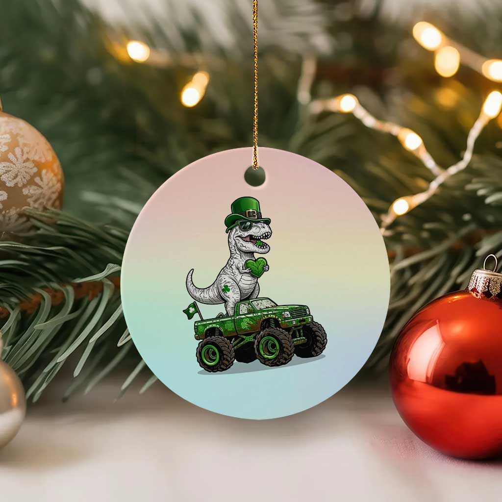 Funny St Patricks Day Dinosaur Truck Ceramic Ornament Lucky Dino Gift TS12 1pc Pastel Print Your Wear