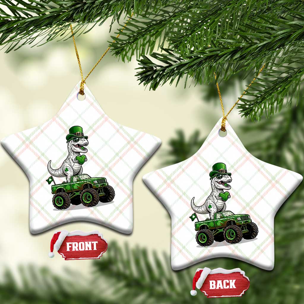 Funny St Patricks Day Dinosaur Truck Ceramic Ornament Lucky Dino Gift TS12 Print Your Wear