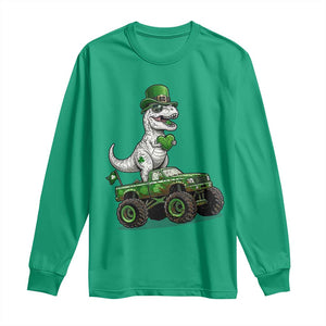 Funny St Patricks Day Dinosaur Truck Long Sleeve Shirt Lucky Dino Gift TS12 Irish Green Print Your Wear