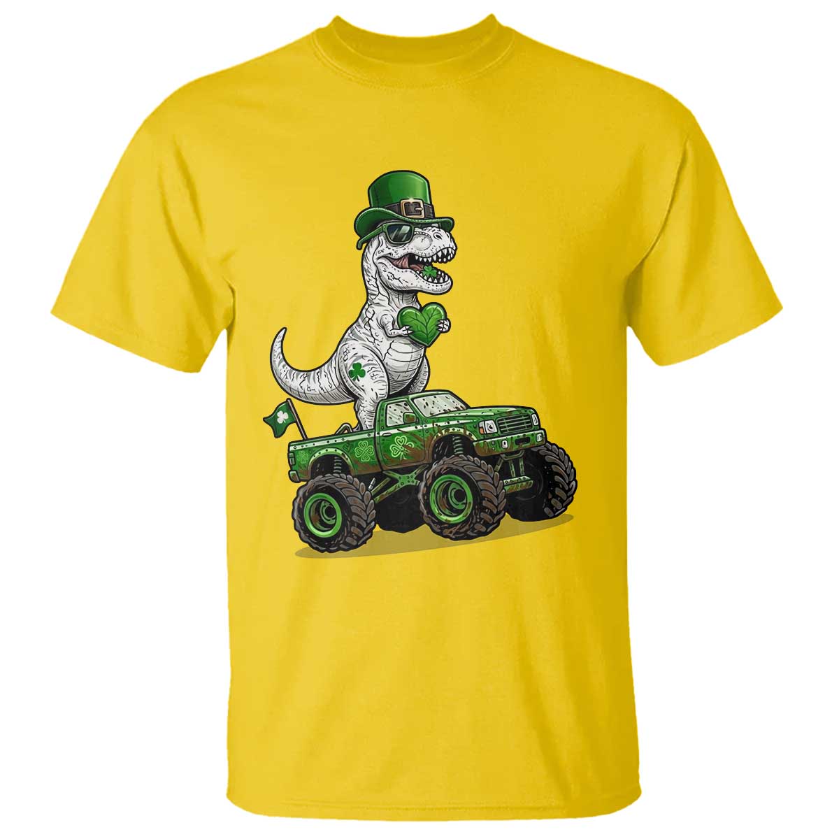 Funny St Patricks Day Dinosaur Truck T Shirt Lucky Dino Gift TS12 Daisy Print Your Wear