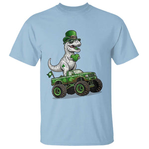Funny St Patricks Day Dinosaur Truck T Shirt Lucky Dino Gift TS12 Light Blue Print Your Wear
