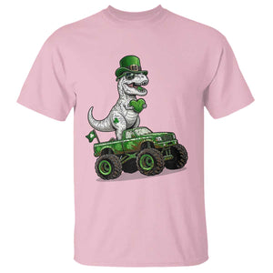 Funny St Patricks Day Dinosaur Truck T Shirt Lucky Dino Gift TS12 Light Pink Print Your Wear