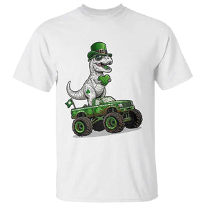 Funny St Patricks Day Dinosaur Truck T Shirt Lucky Dino Gift TS12 White Print Your Wear
