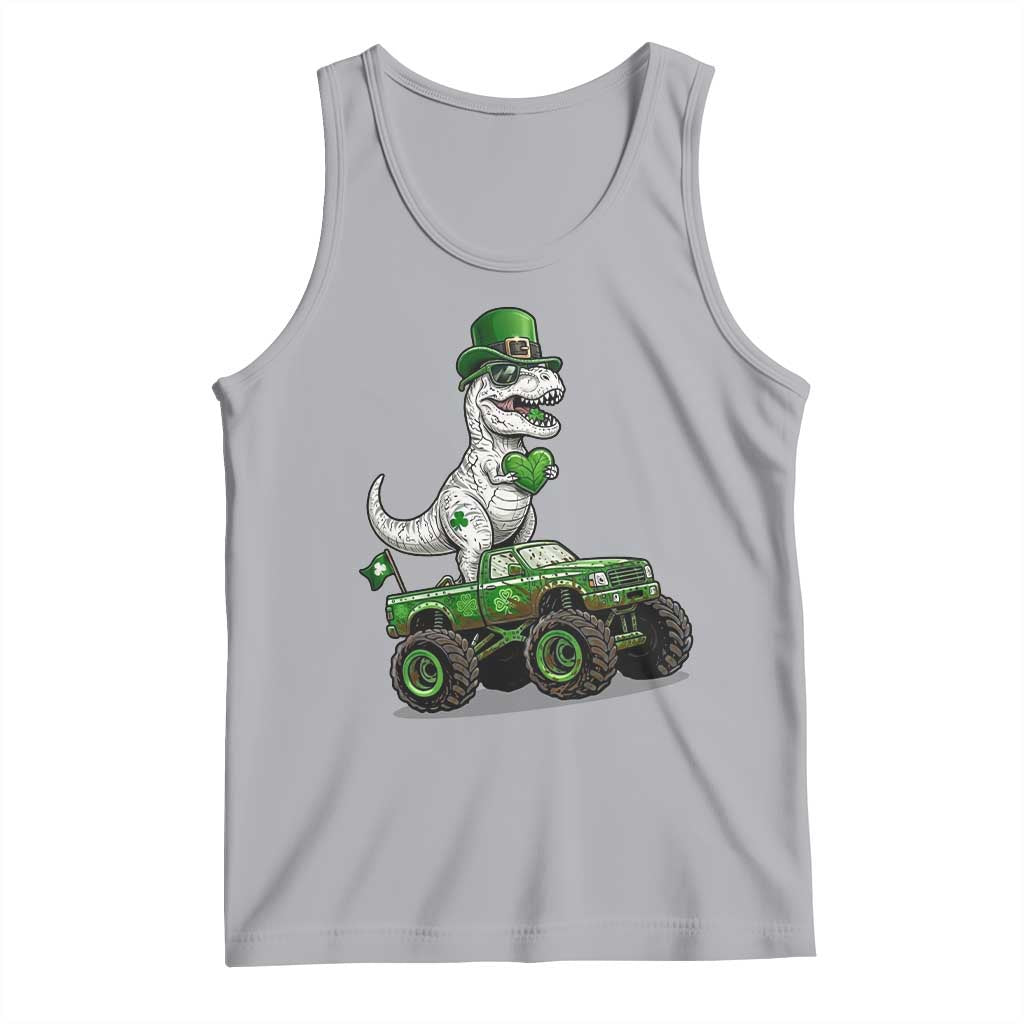 Funny St Patricks Day Dinosaur Truck Tank Top Lucky Dino Gift TS12 Athletic Heather Print Your Wear