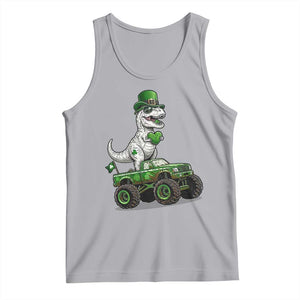 Funny St Patricks Day Dinosaur Truck Tank Top Lucky Dino Gift TS12 Athletic Heather Print Your Wear
