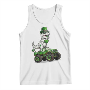 Funny St Patricks Day Dinosaur Truck Tank Top Lucky Dino Gift TS12 White Print Your Wear