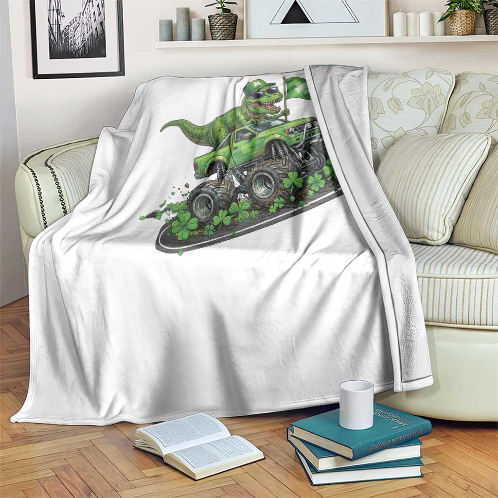 Funny St Patricks Day Dinosaur Truck Throw Blanket Irish Holiday Gift TS12 Print Your Wear