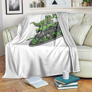 Funny St Patricks Day Dinosaur Truck Throw Blanket Irish Holiday Gift TS12 Print Your Wear