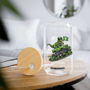 Funny St Patricks Day Dinosaur Truck Glass Can Irish Holiday Gift TS12 Print Your Wear