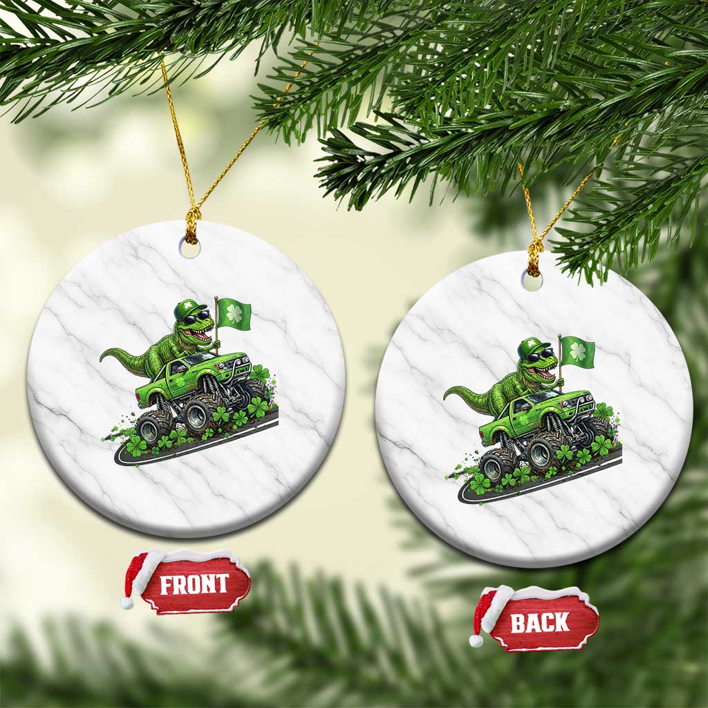 Funny St Patricks Day Dinosaur Truck Ceramic Ornament Irish Holiday Gift TS12 1pc White Marble Print Your Wear