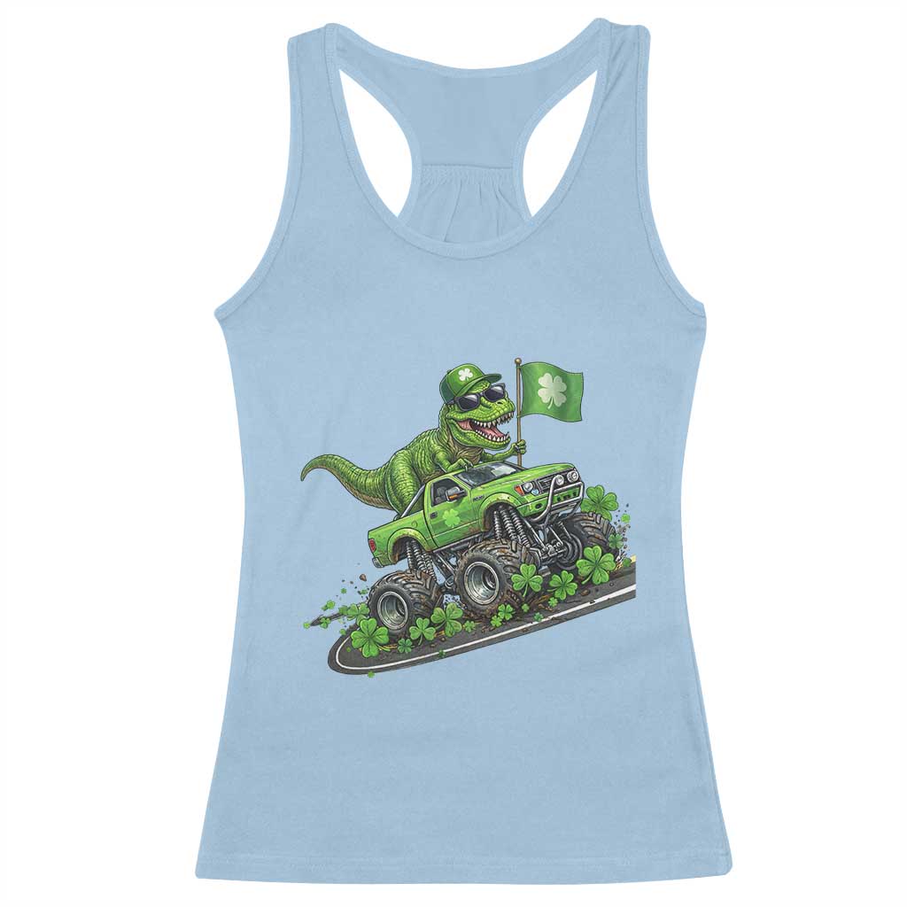 Funny St Patricks Day Dinosaur Truck Racerback Tank Top Irish Holiday Gift TS12 Light Blue Print Your Wear