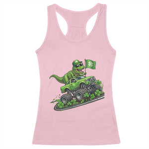 Funny St Patricks Day Dinosaur Truck Racerback Tank Top Irish Holiday Gift TS12 Light Pink Print Your Wear