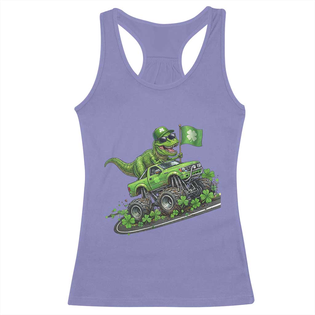 Funny St Patricks Day Dinosaur Truck Racerback Tank Top Irish Holiday Gift TS12 Violet Print Your Wear