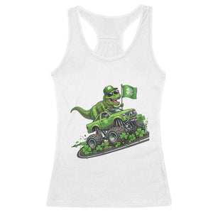 Funny St Patricks Day Dinosaur Truck Racerback Tank Top Irish Holiday Gift TS12 White Print Your Wear