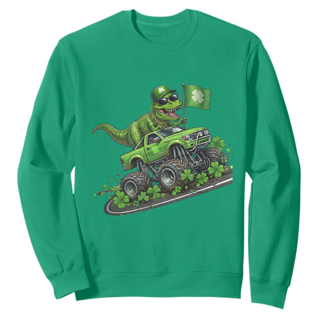 Funny St Patricks Day Dinosaur Truck Sweatshirt Irish Holiday Gift TS12 Irish Green Print Your Wear