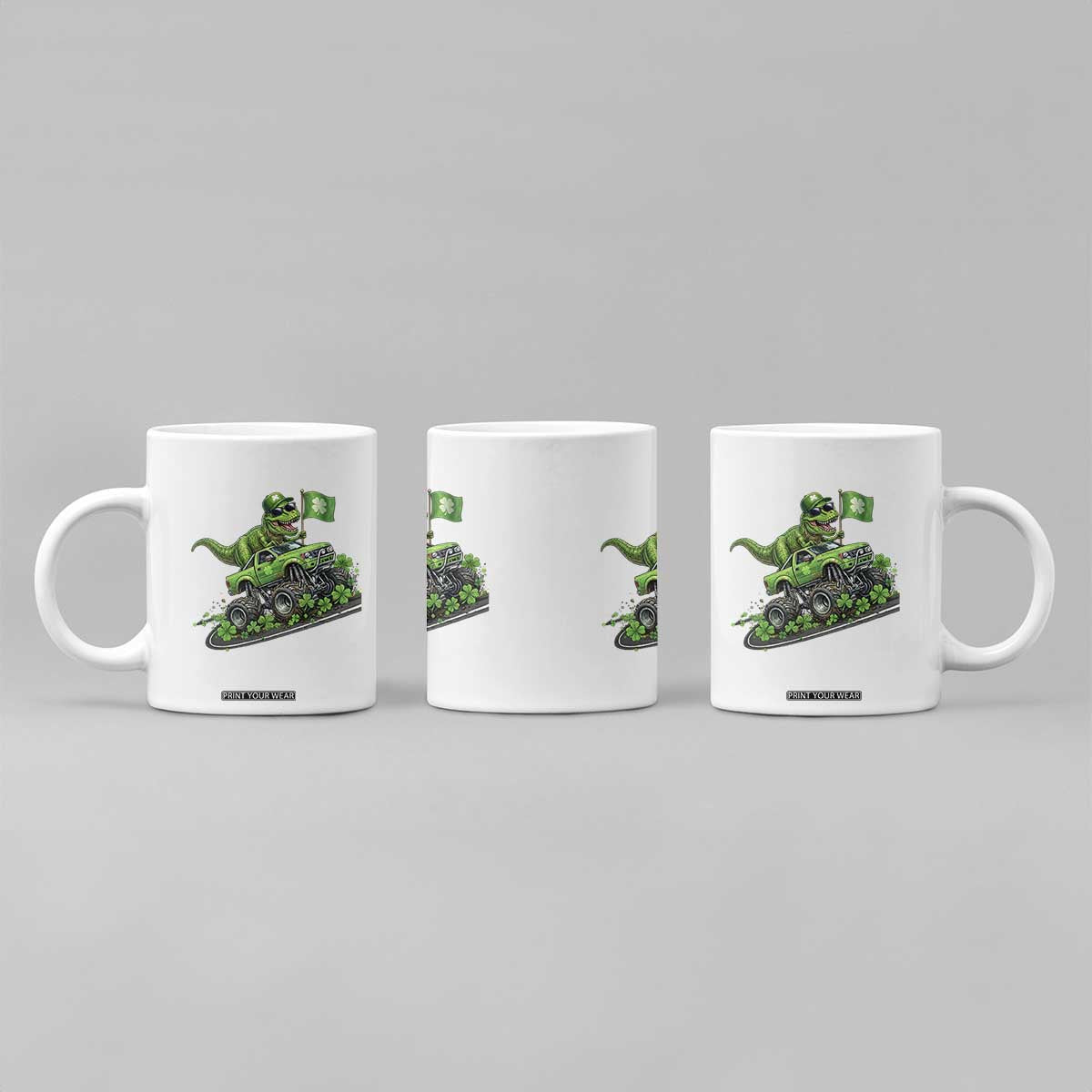 Funny St Patricks Day Dinosaur Truck Coffee Mug Irish Holiday Gift TS12 Print Your Wear