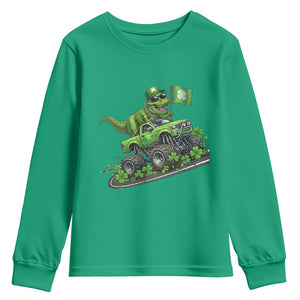 Funny St Patricks Day Dinosaur Truck Youth Sweatshirt Irish Holiday Gift TS12 Irish Green Print Your Wear