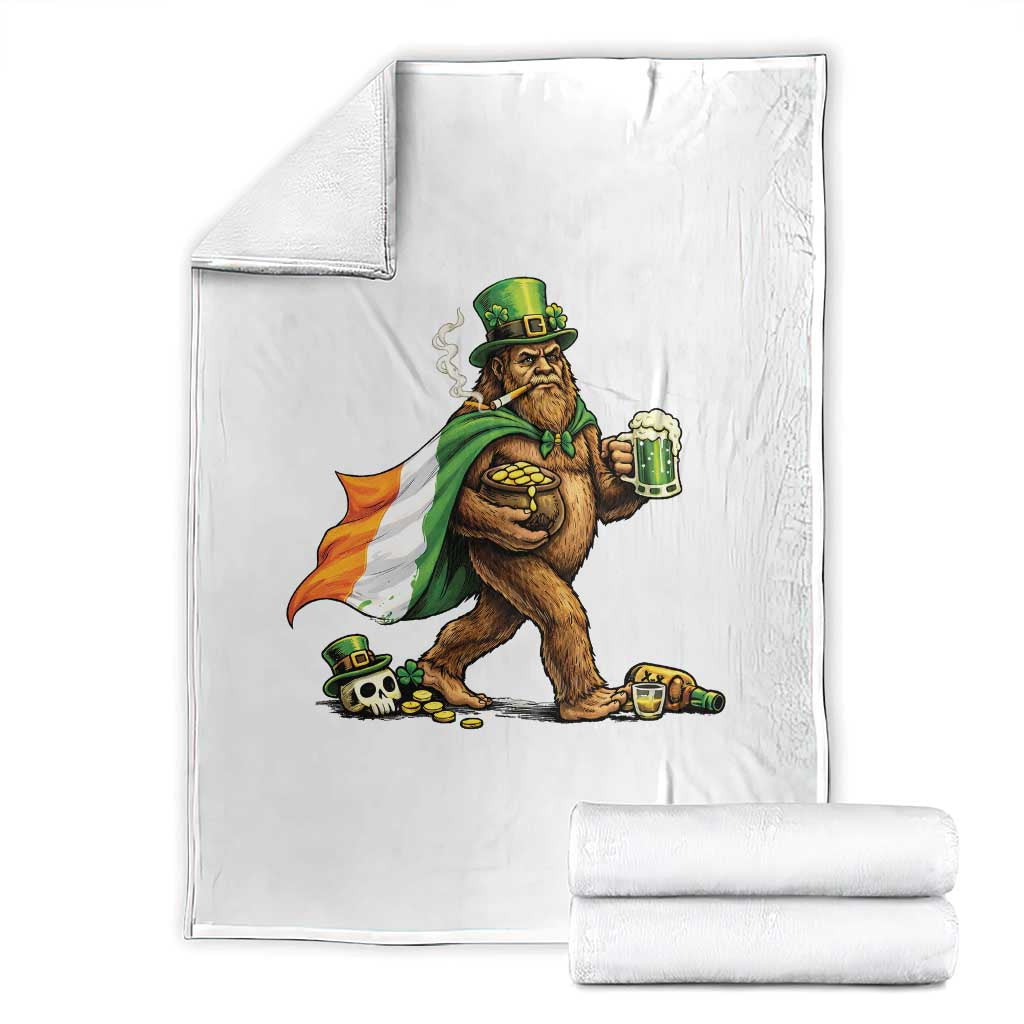 Funny St Patricks Day Bigfoot Throw Blanket Mythical Party Gift TS12 Black Print Your Wear