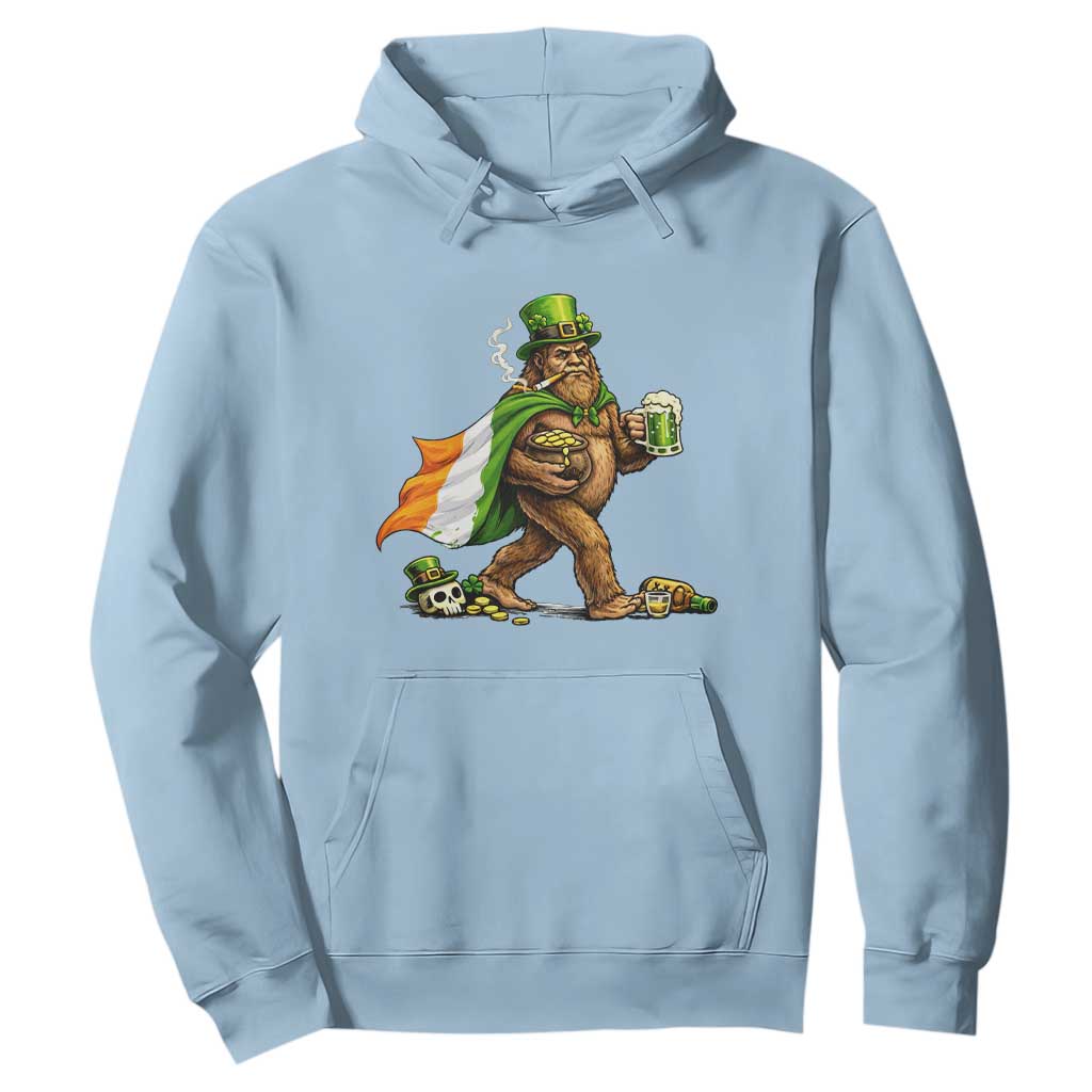Funny St Patricks Day Bigfoot Hoodie Mythical Party Gift TS12 Light Blue Print Your Wear