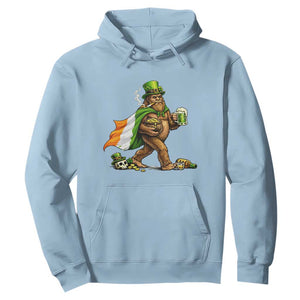 Funny St Patricks Day Bigfoot Hoodie Mythical Party Gift TS12 Light Blue Print Your Wear