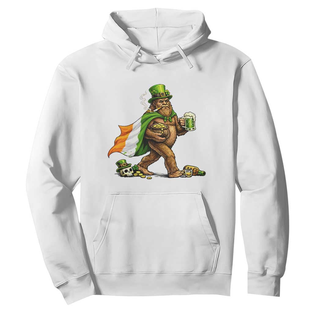 Funny St Patricks Day Bigfoot Hoodie Mythical Party Gift TS12 White Print Your Wear