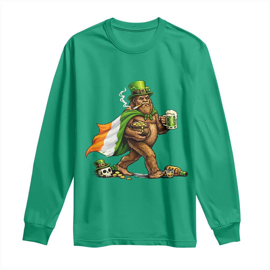 Funny St Patricks Day Bigfoot Long Sleeve Shirt Mythical Party Gift TS12 Irish Green Print Your Wear