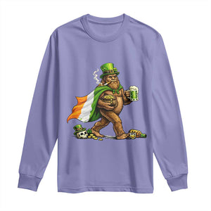 Funny St Patricks Day Bigfoot Long Sleeve Shirt Mythical Party Gift TS12 Violet Print Your Wear