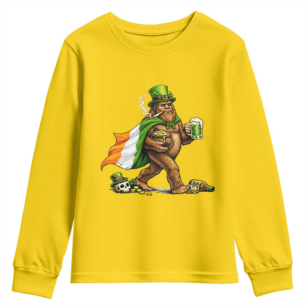 Funny St Patricks Day Bigfoot Youth Sweatshirt Mythical Party Gift TS12 Daisy Print Your Wear