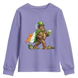 Funny St Patricks Day Bigfoot Youth Sweatshirt Mythical Party Gift TS12 Violet Print Your Wear