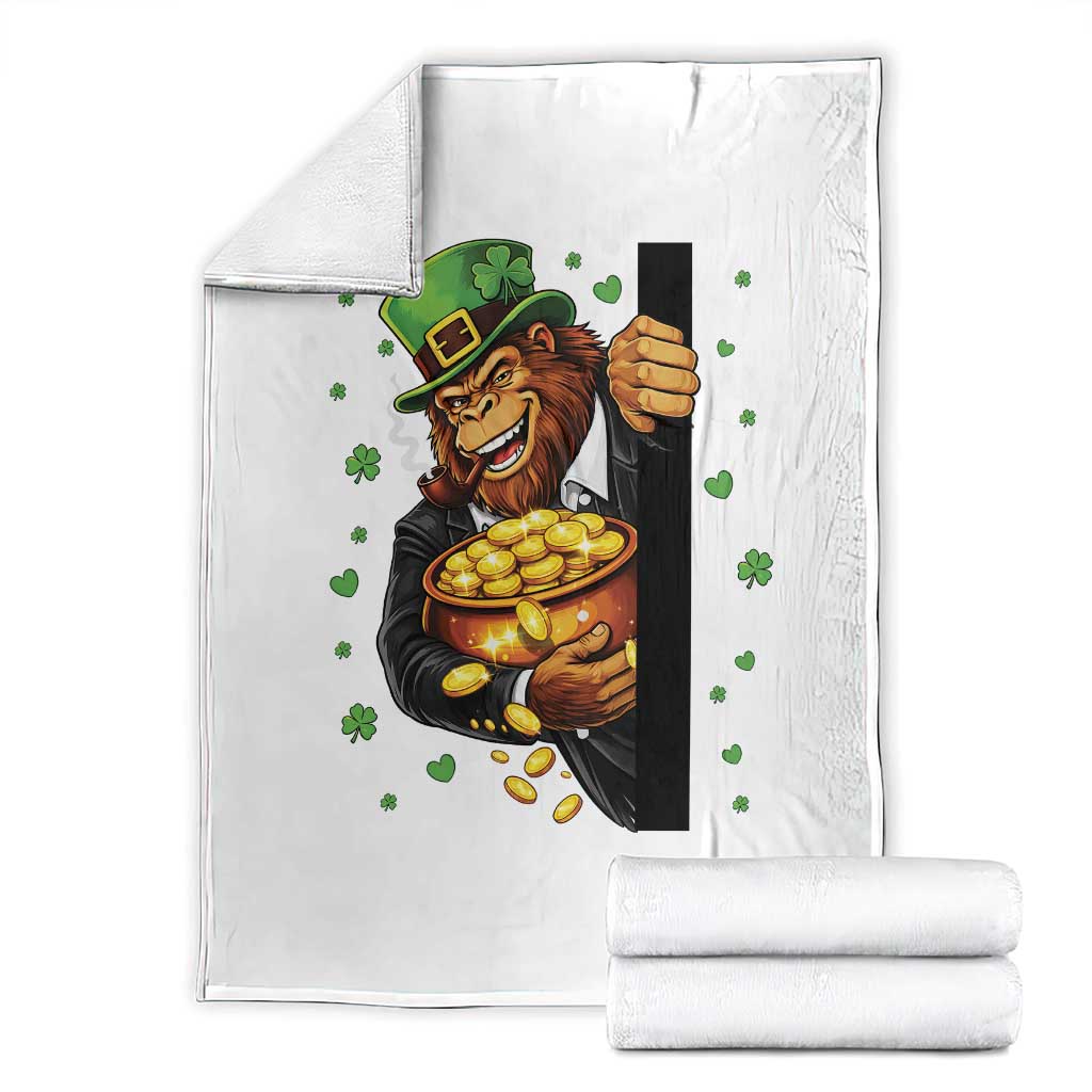 Funny St Patricks Day Bigfoot Throw Blanket Irish Revelry Gift TS12 Black Print Your Wear