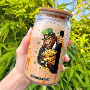 Funny St Patricks Day Bigfoot Glass Can Irish Revelry Gift TS12 White Print Your Wear