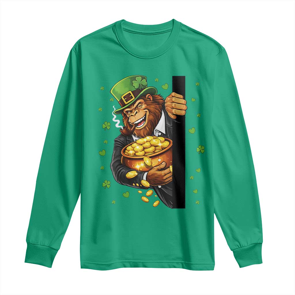 Funny St Patricks Day Bigfoot Long Sleeve Shirt Irish Revelry Gift TS12 Irish Green Print Your Wear